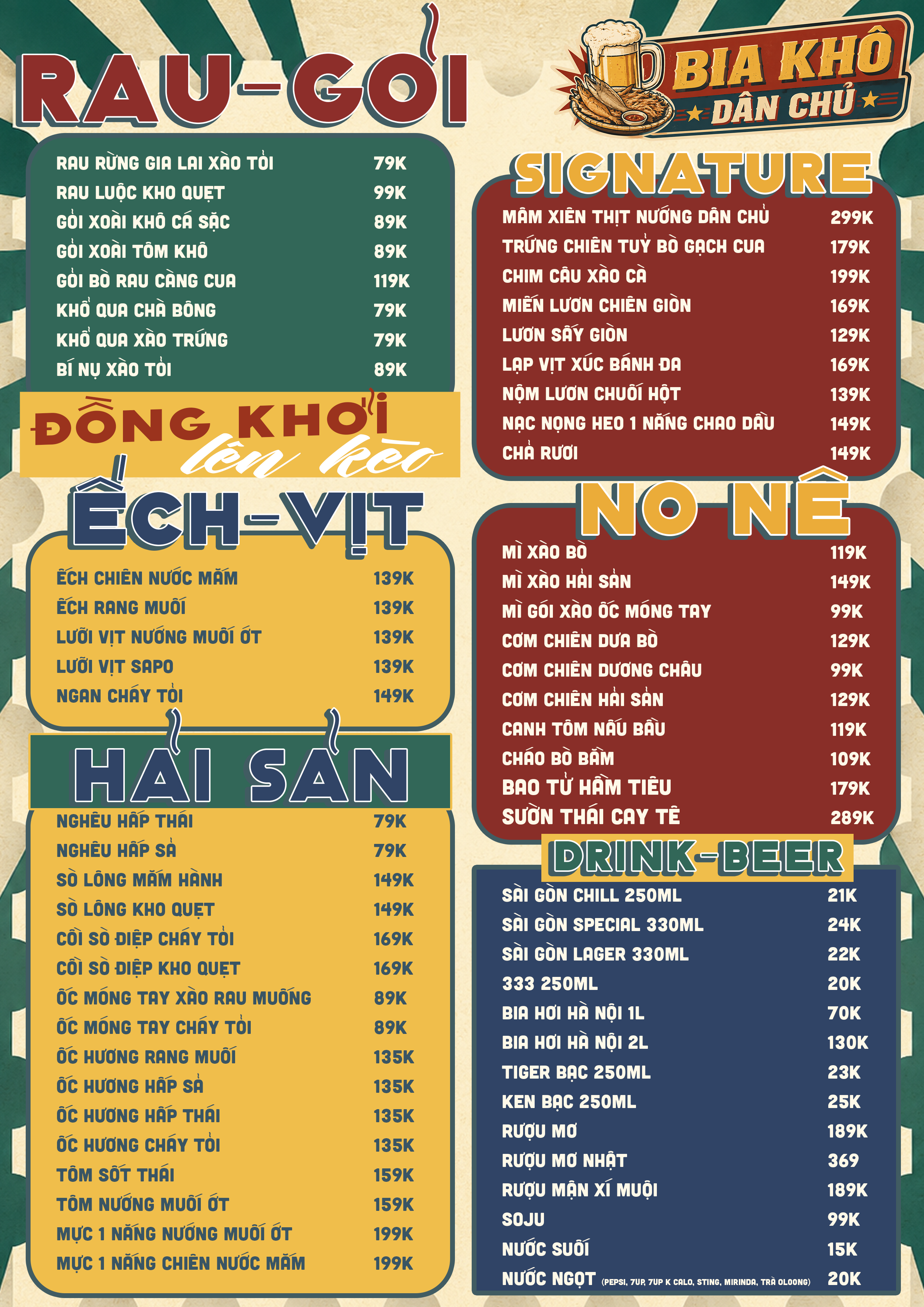 Menu Bia Khô Dân Chủ - Cách Mạng Tháng 8 2 