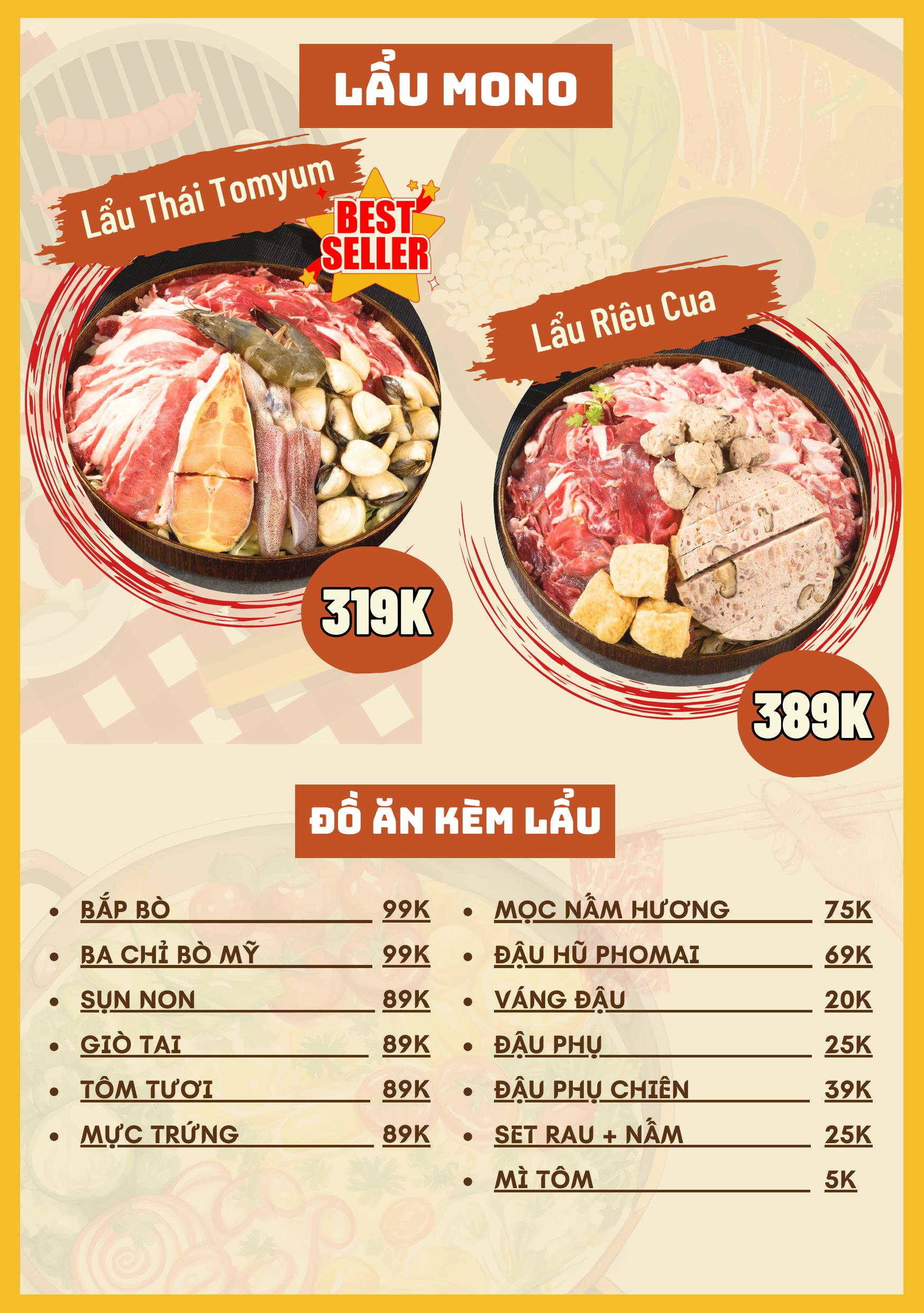 Menu MONO - Nướng Than Hoa - Nguyễn Văn Cừ 2 