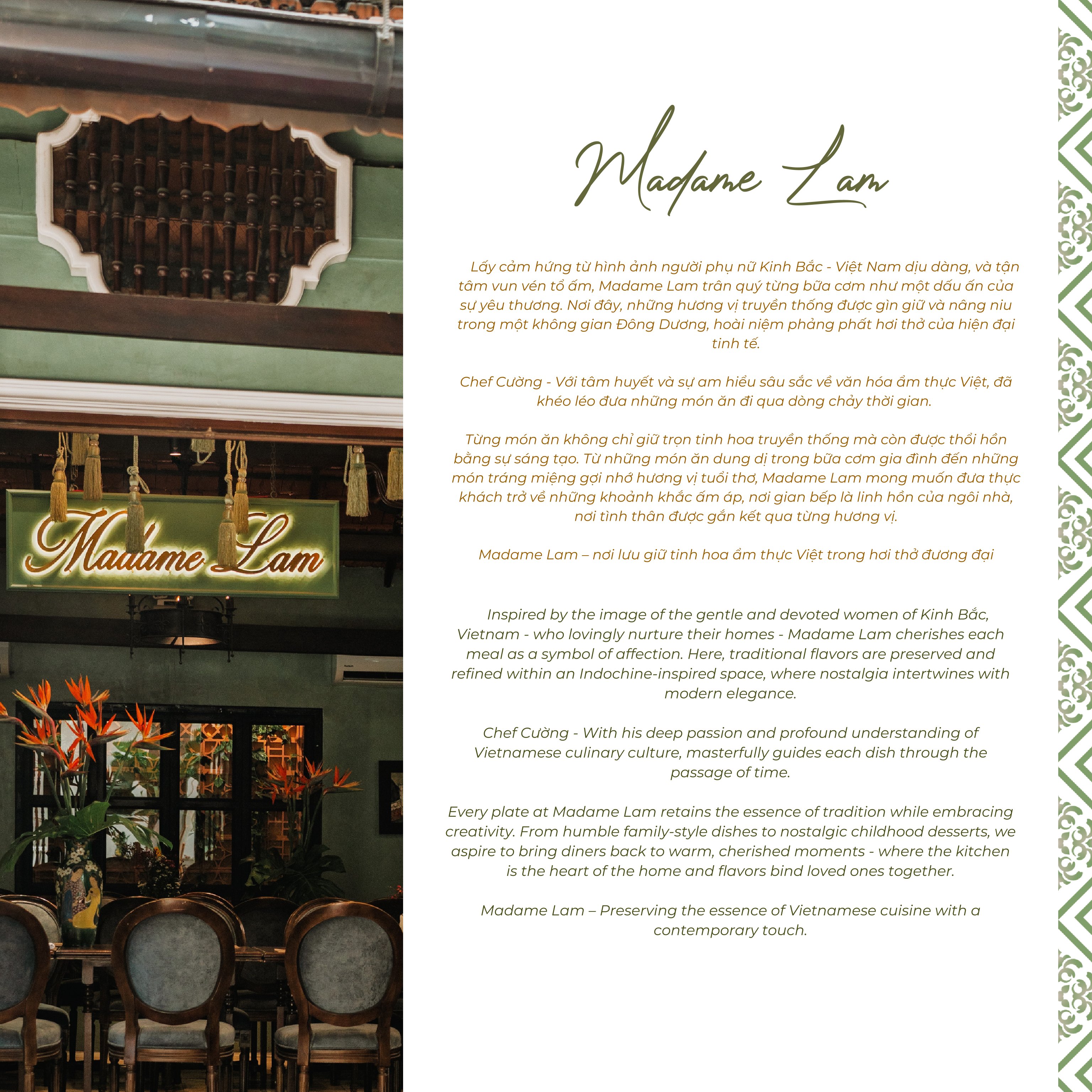 Menu Madame Lam - Trần Ngọc Diện 2