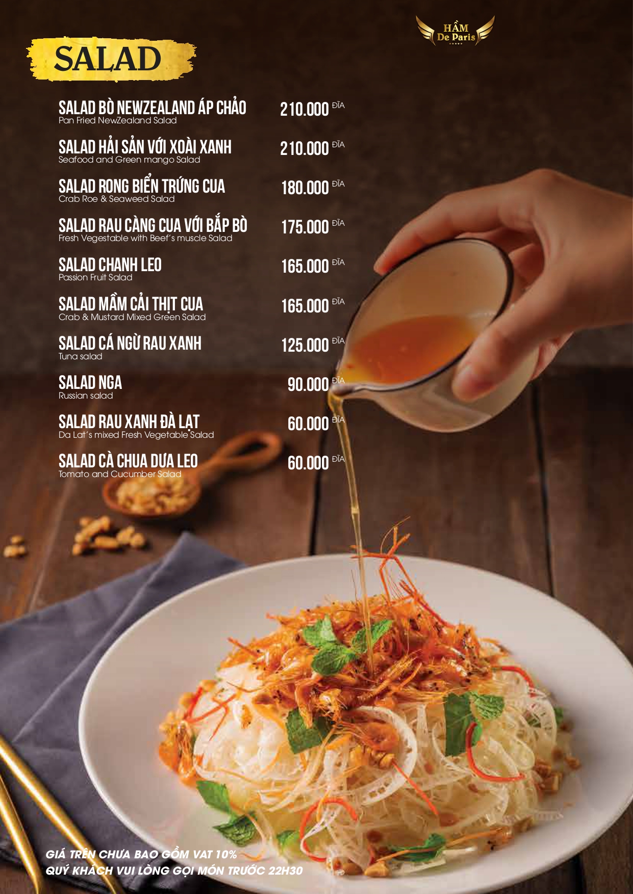 Menu Hầm De Paris - Nguyễn Xuân Linh 2 