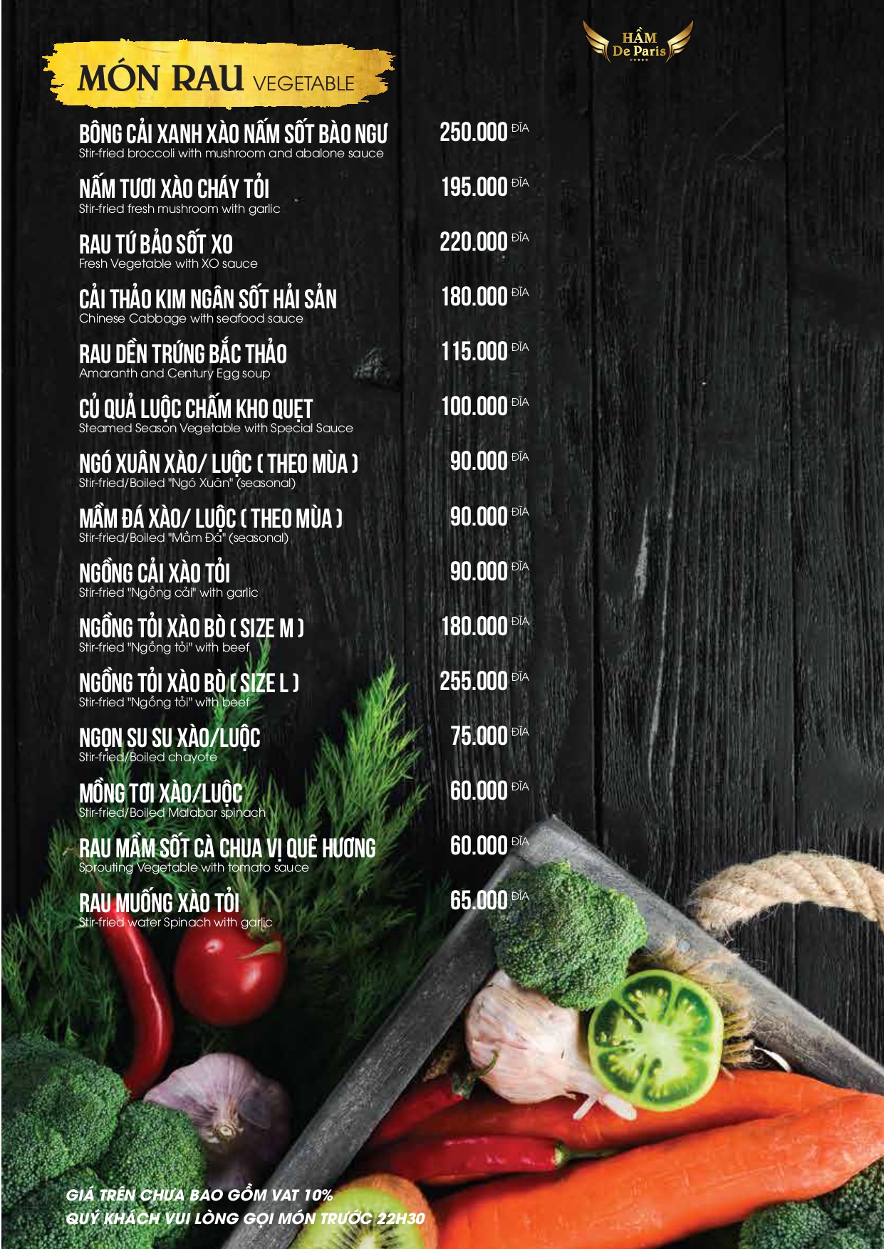 Menu Hầm De Paris - Nguyễn Xuân Linh 4 