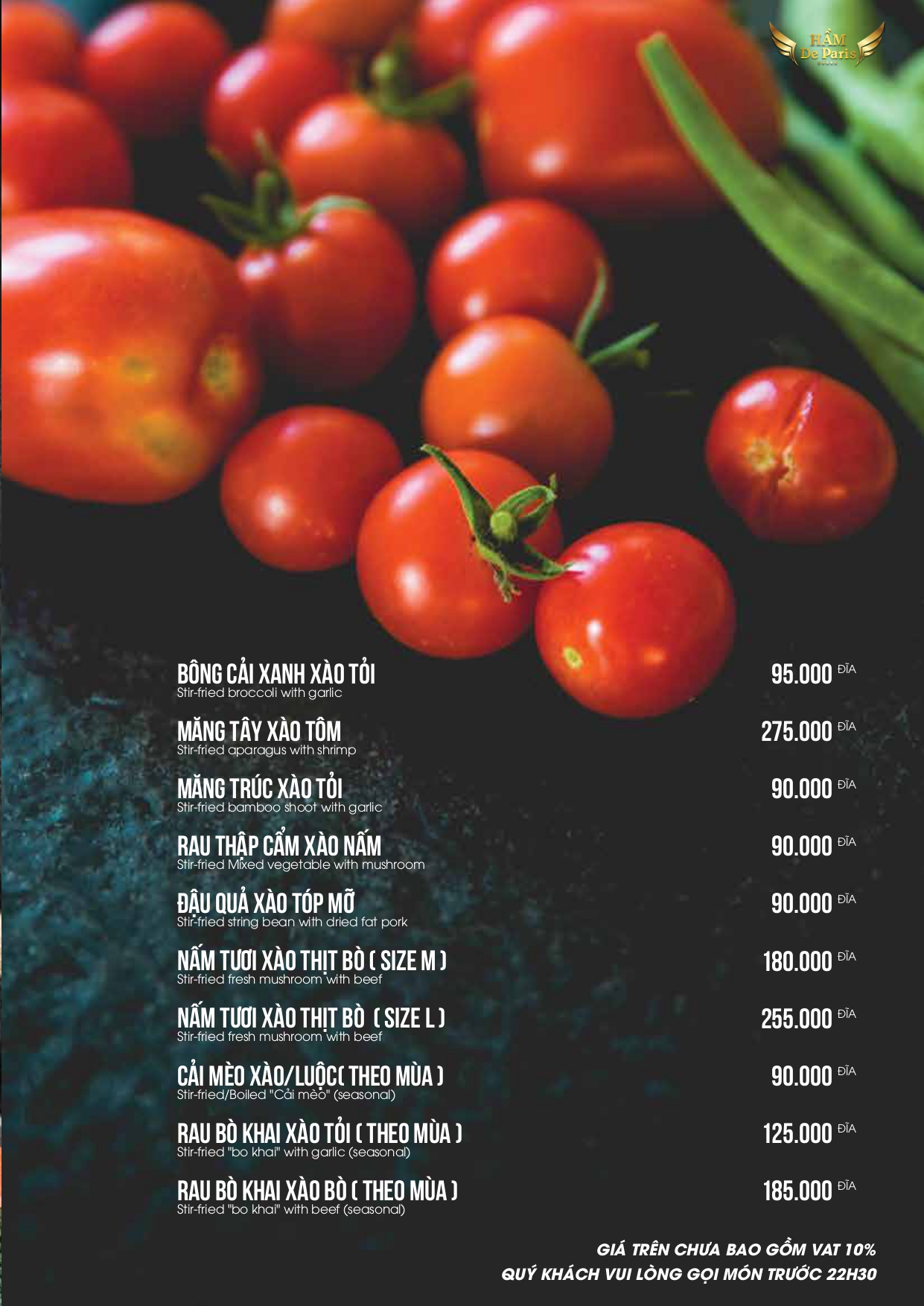 Menu Hầm De Paris - Nguyễn Xuân Linh 5 