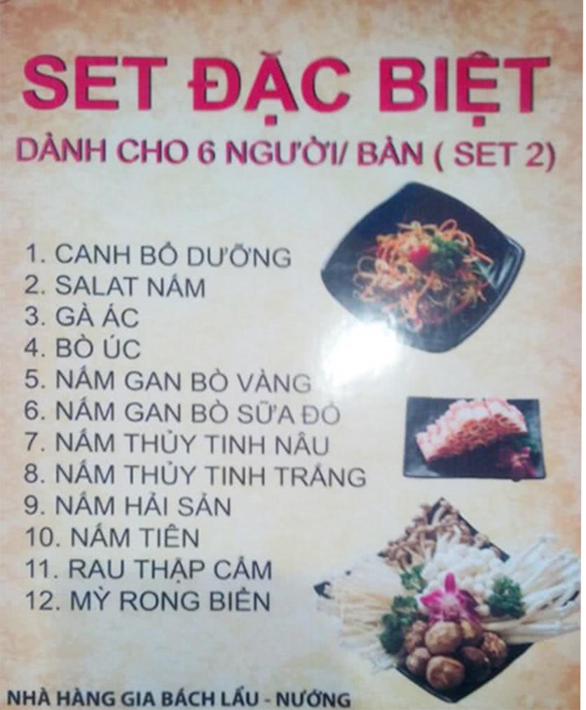Menu Lẩu Nấm Gia Bách 1 