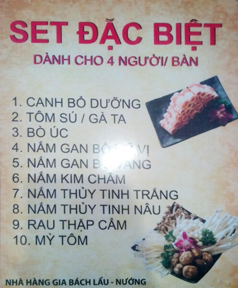 Menu Lẩu Nấm Gia Bách 2 