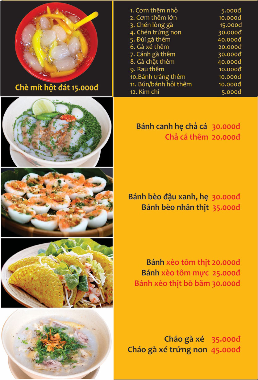 Menu Con Gà Mái - Quang Trung 14 
