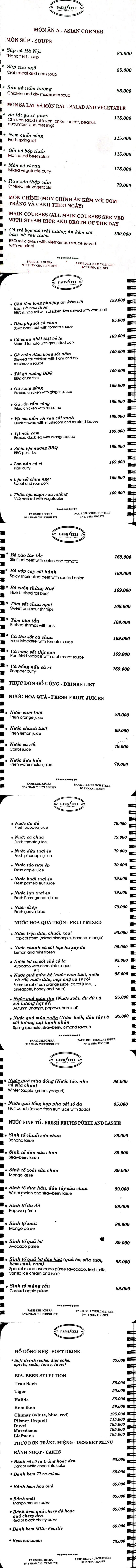 Menu Paris Deli - Phan Chu Trinh 3 