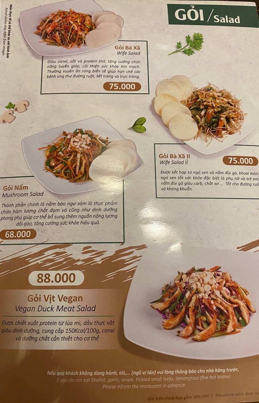 Menu Chay Bà Xã – Pasteur 2 