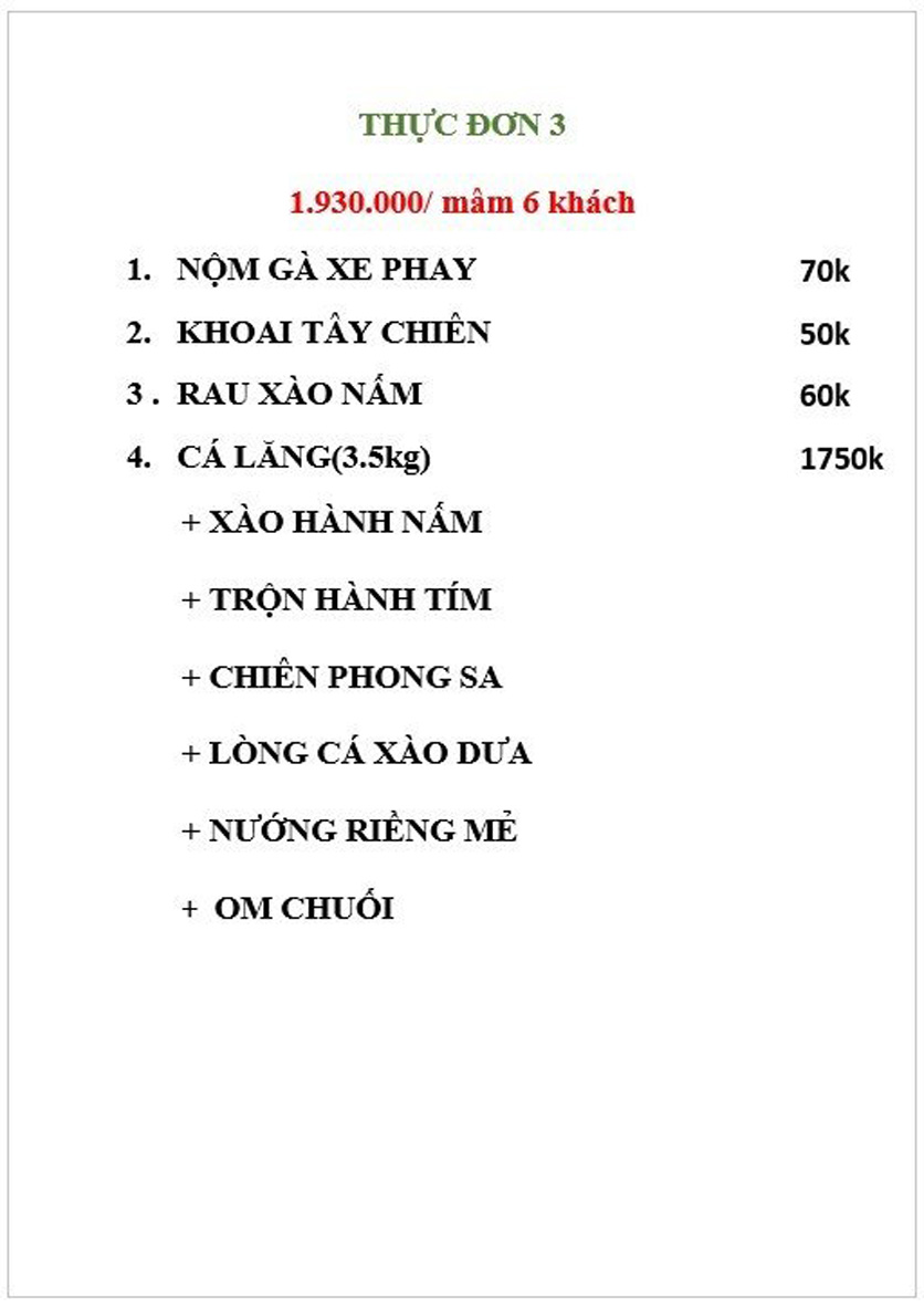 Menu Hương Việt - Đỗ Đức Dục 3 