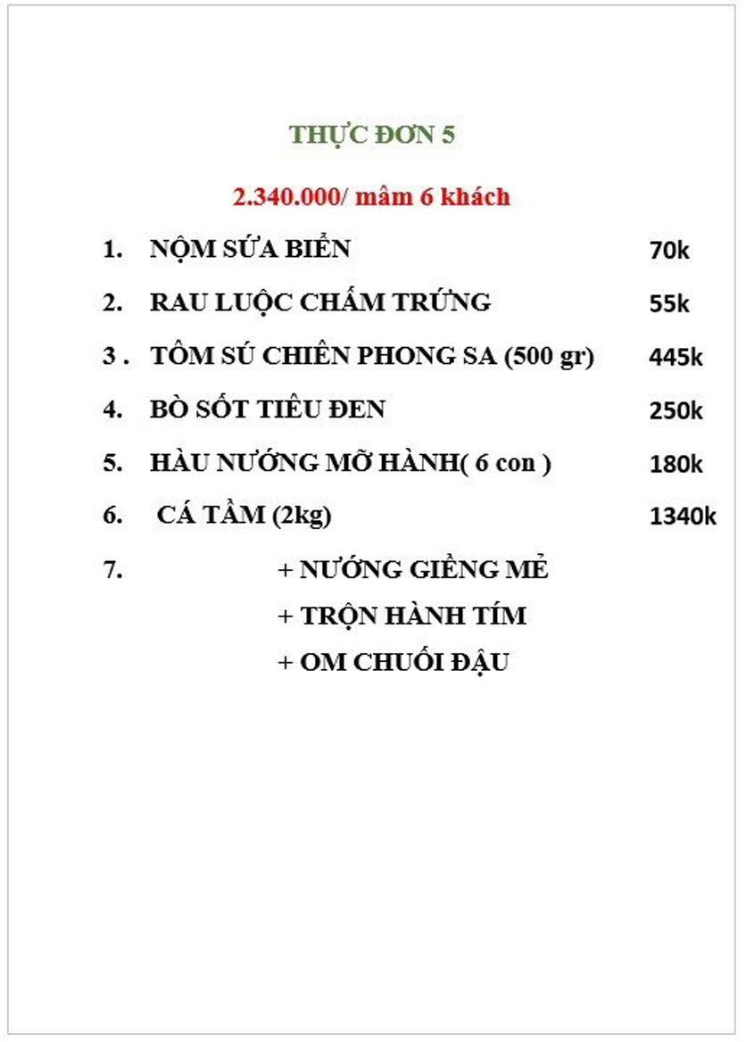 Menu Hương Việt - Đỗ Đức Dục 5 