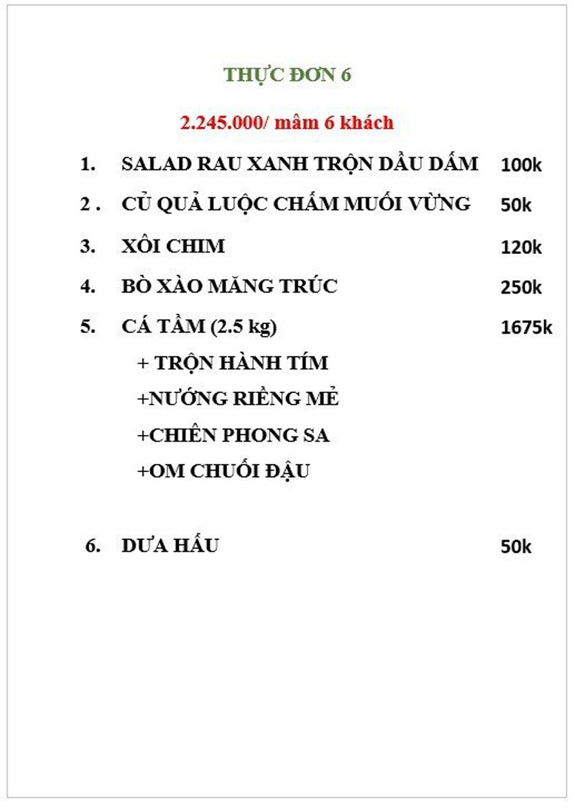 Menu Hương Việt - Đỗ Đức Dục 6 