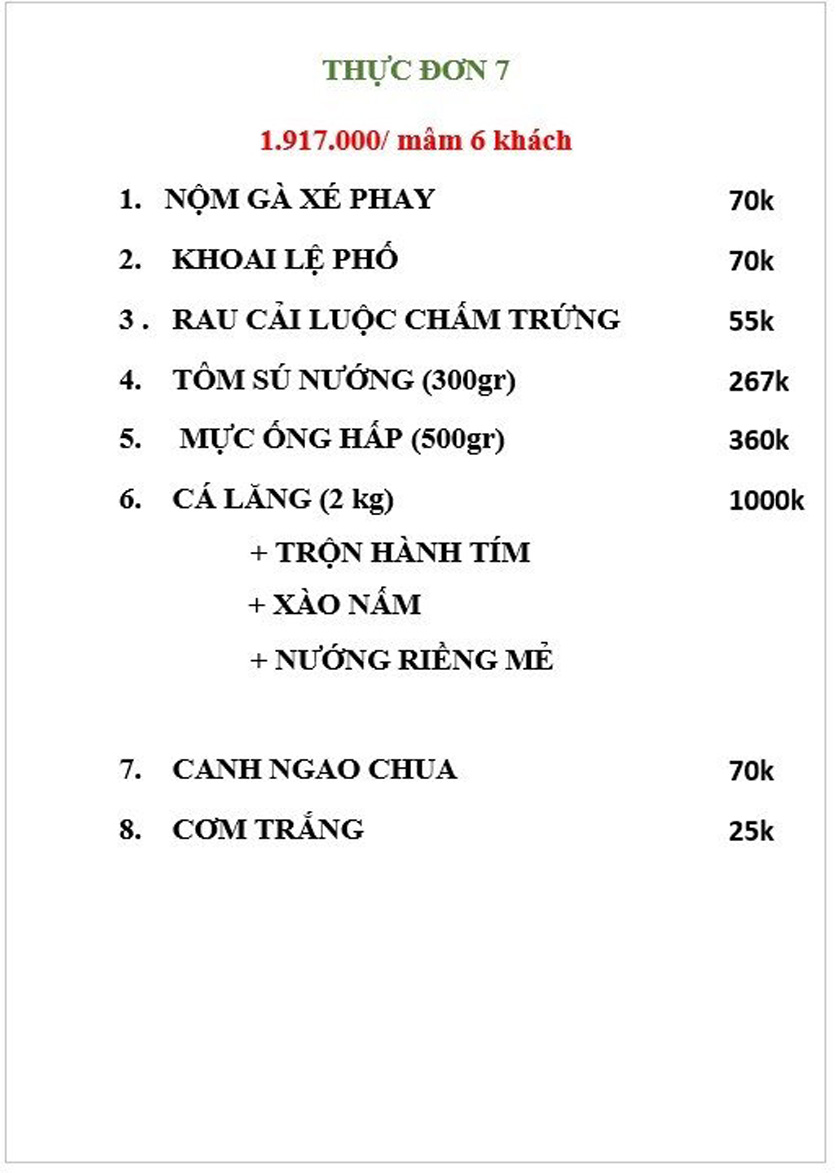 Menu Hương Việt - Đỗ Đức Dục 7 