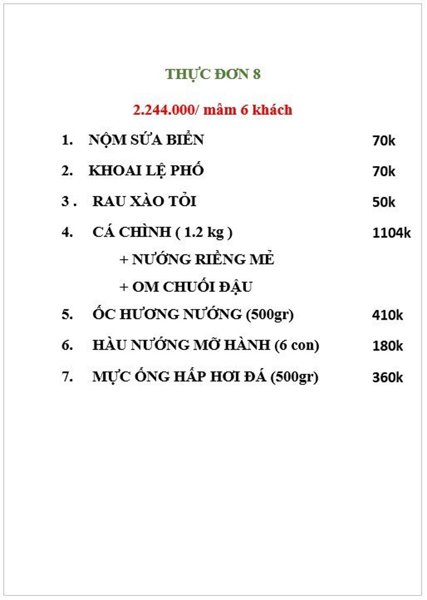 Menu Hương Việt - Đỗ Đức Dục 8 