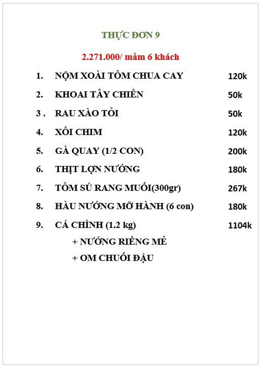 Menu Hương Việt - Đỗ Đức Dục 9 