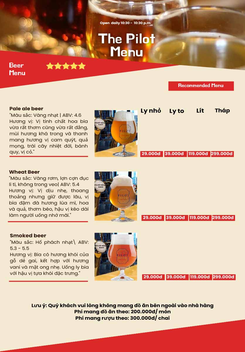 Menu The Pilot - Trịnh Văn Bô 7 