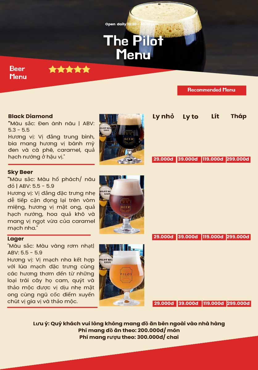 Menu The Pilot - Trịnh Văn Bô 8 