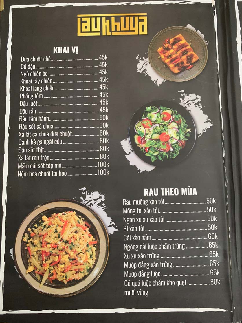 Menu Vườn Bia Lẩu Khuya - Trần Hoà 1 