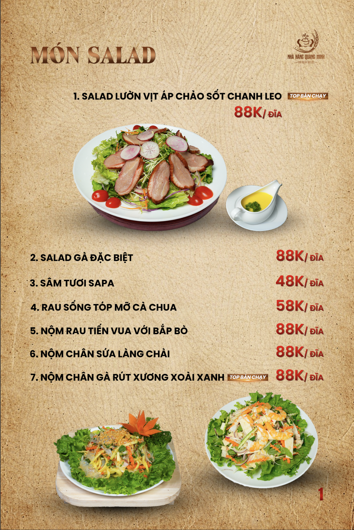 Menu Quang Minh - KĐT Văn Phú 1