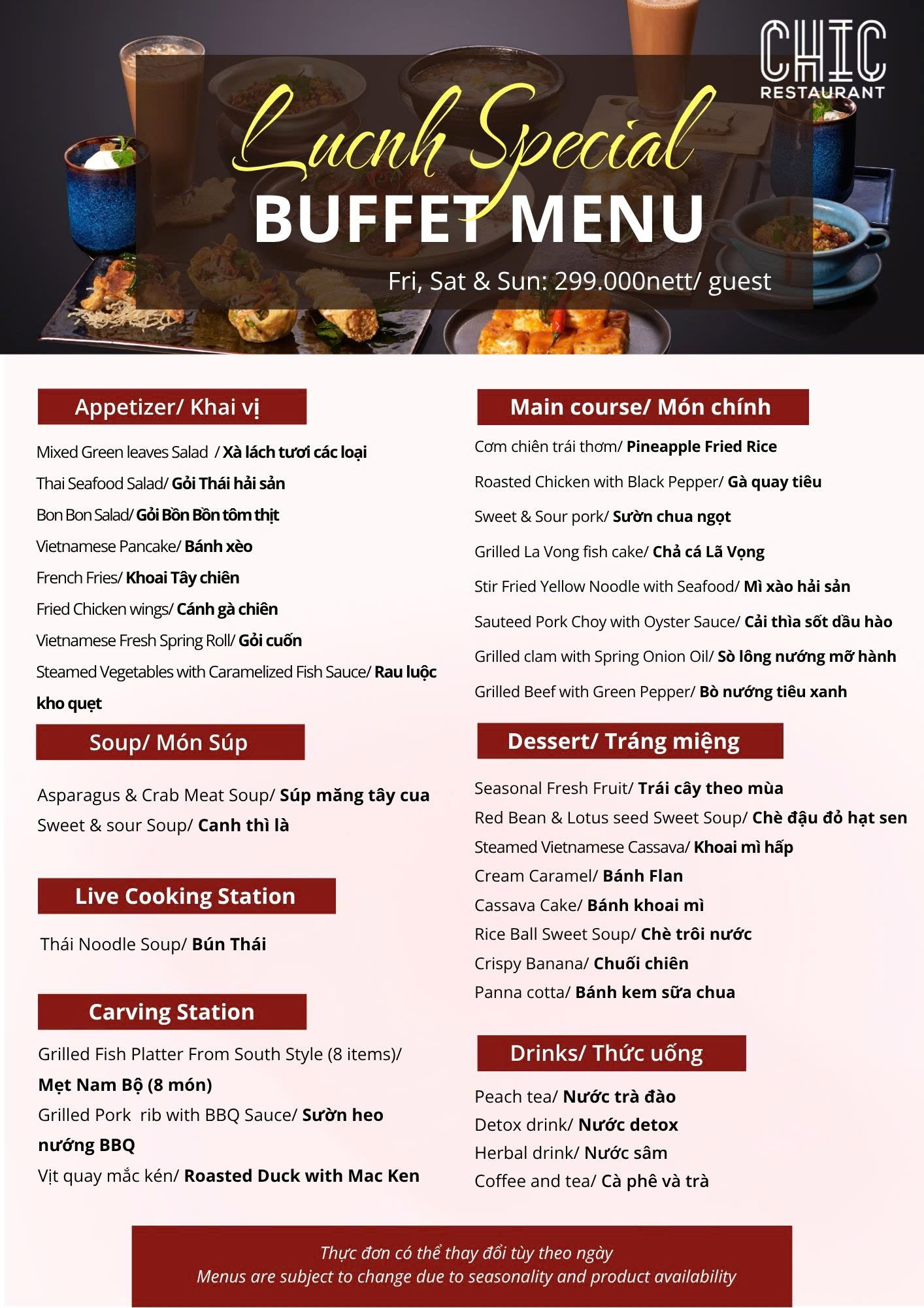 Menu Chic Restaurant - Bay Hotel 4 