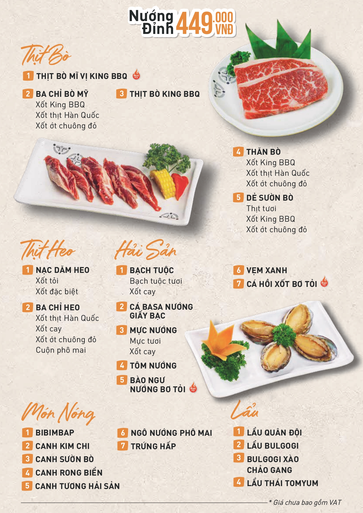 Menu King BBQ Buffet - Vạn Hạnh Mall 7
