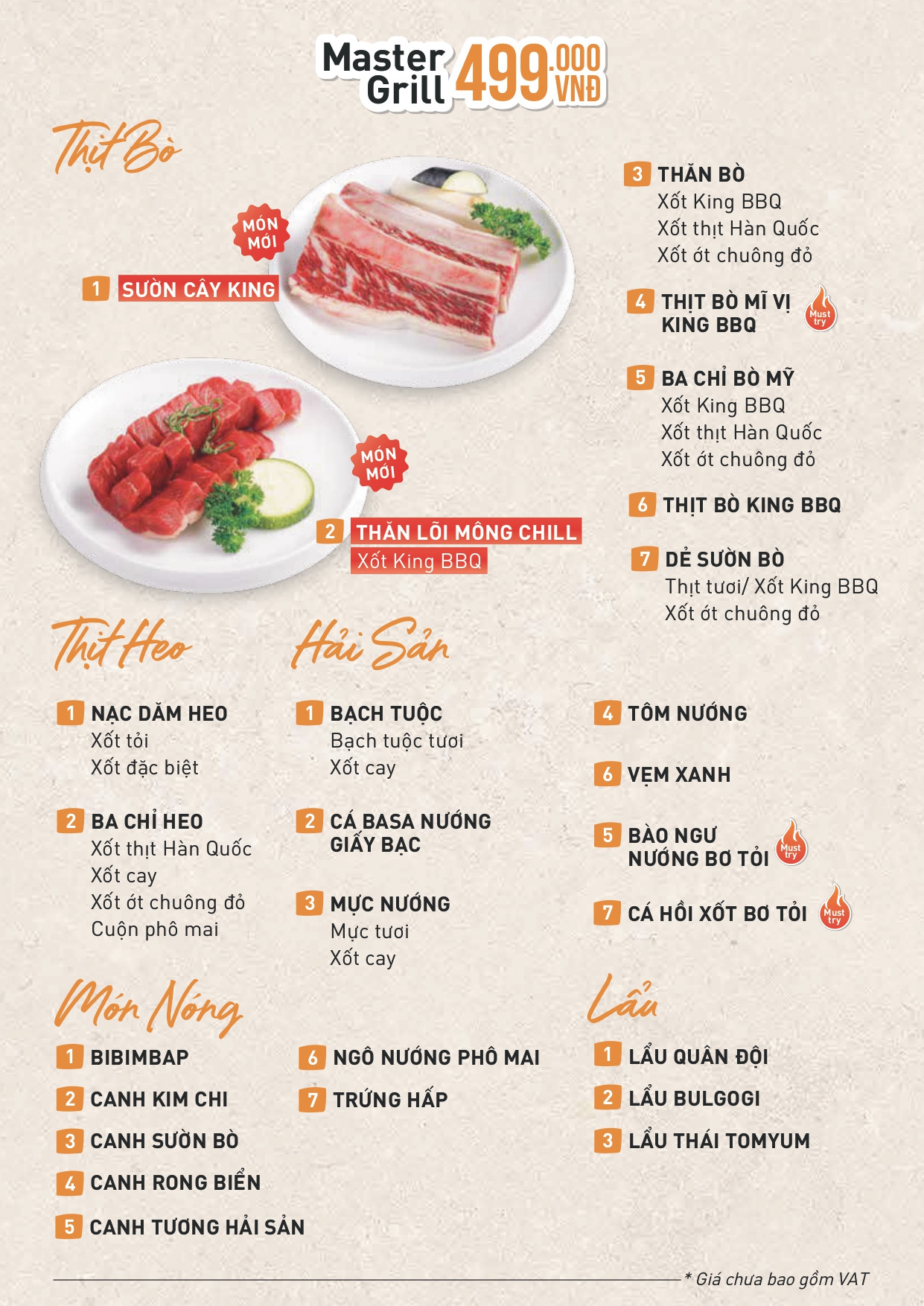 Menu King BBQ Buffet - Vạn Hạnh Mall 9 
