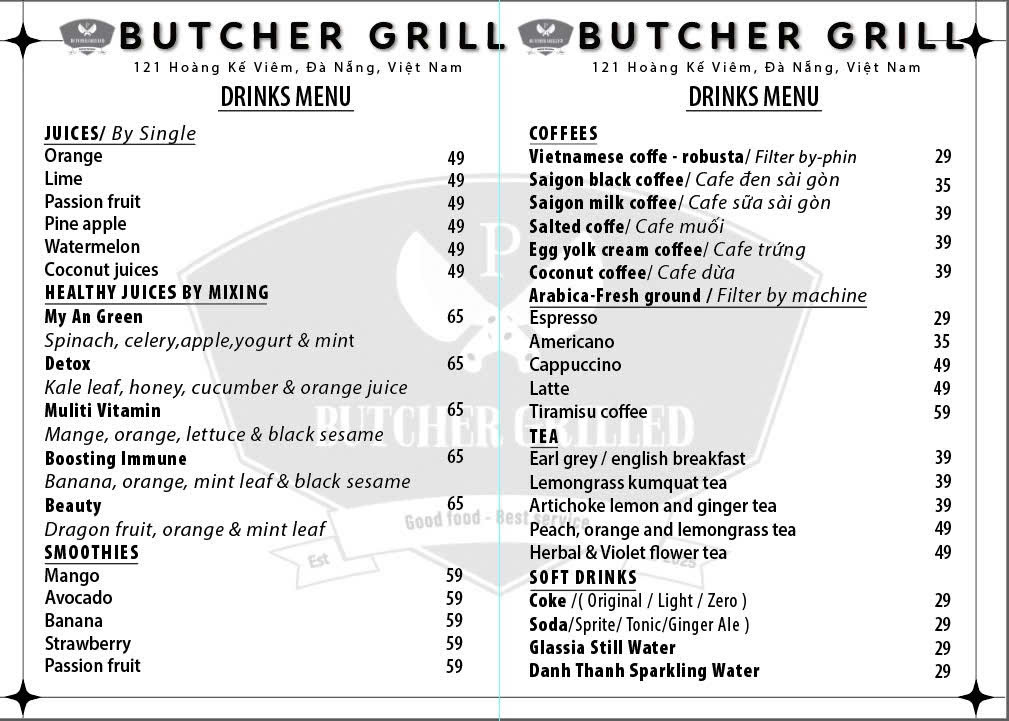 Menu Butcher Grilled - Hoàng Kế Viêm 4