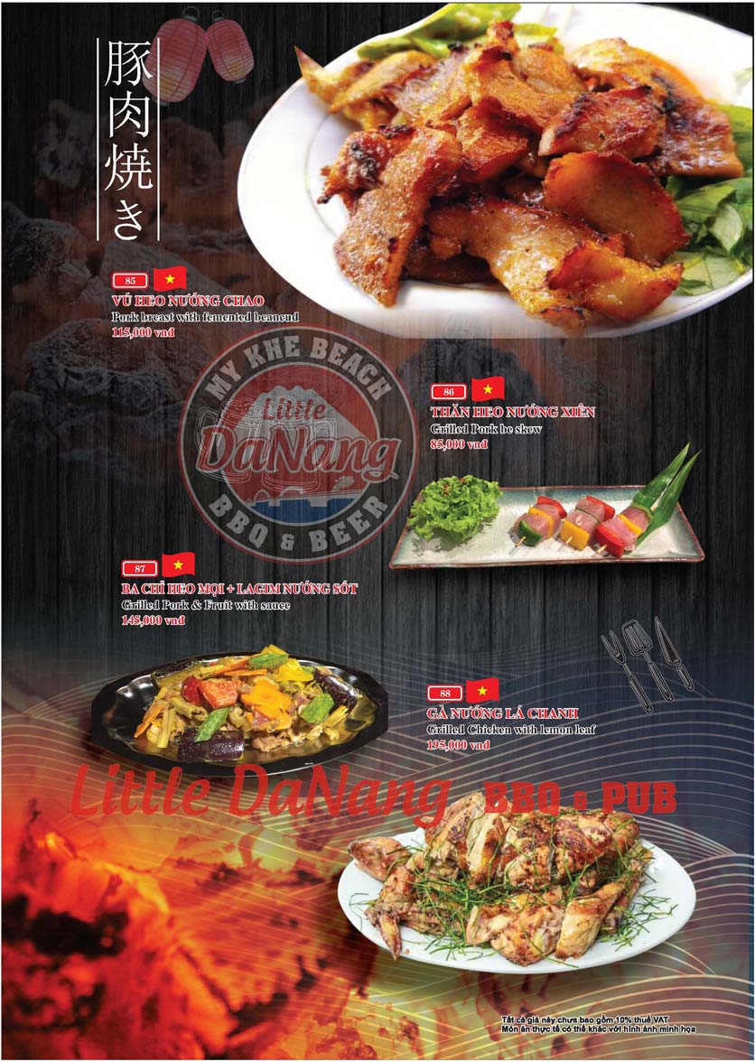Menu Little DaNang BBQ & PUB - Võ Nguyên Giáp 14 
