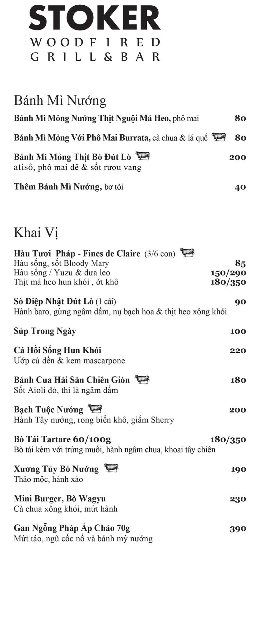 Menu Stoker Woodfired Grill & Bar - Mạc Thị Bưởi 1