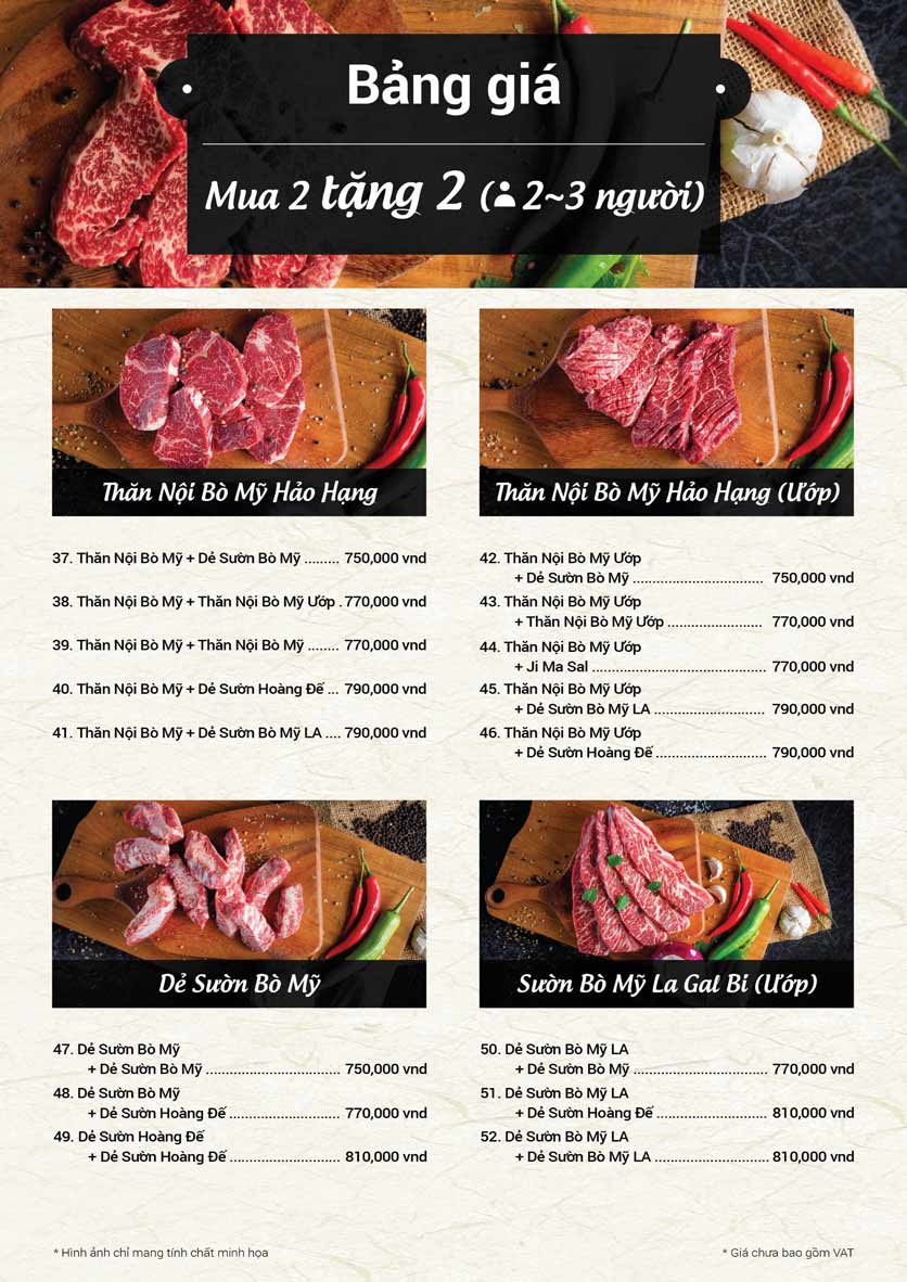 Menu Meat Plus - Aeon Mall Hà Đông 3 