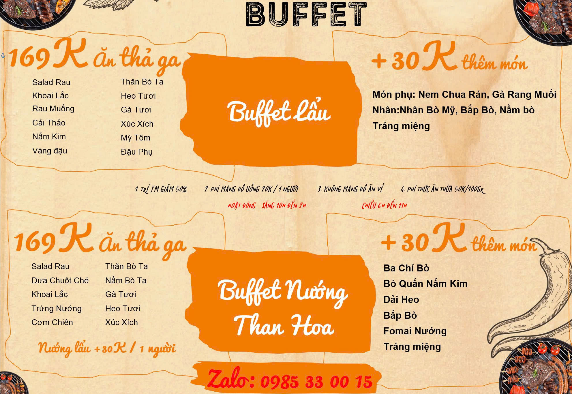 Menu Buffet Nướng Lẩu Tuyệt Cú Mèo - Cầu Diễn 2 