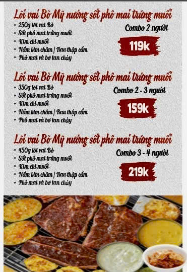 Menu Lẩu Nướng Nhà Vàng - Lâm Văn Bền 2 