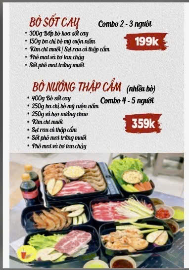 Menu Lẩu Nướng Nhà Vàng - Lâm Văn Bền 3 