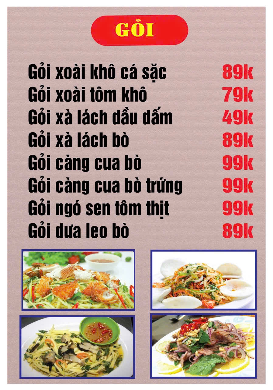 Menu Lẩu Nướng Nhà Vàng - Lâm Văn Bền 7 