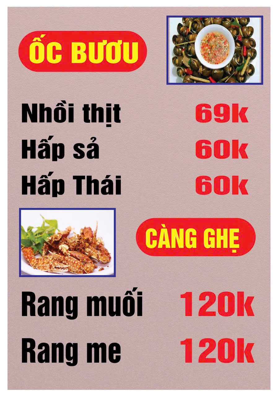 Menu Lẩu Nướng Nhà Vàng - Lâm Văn Bền 9 