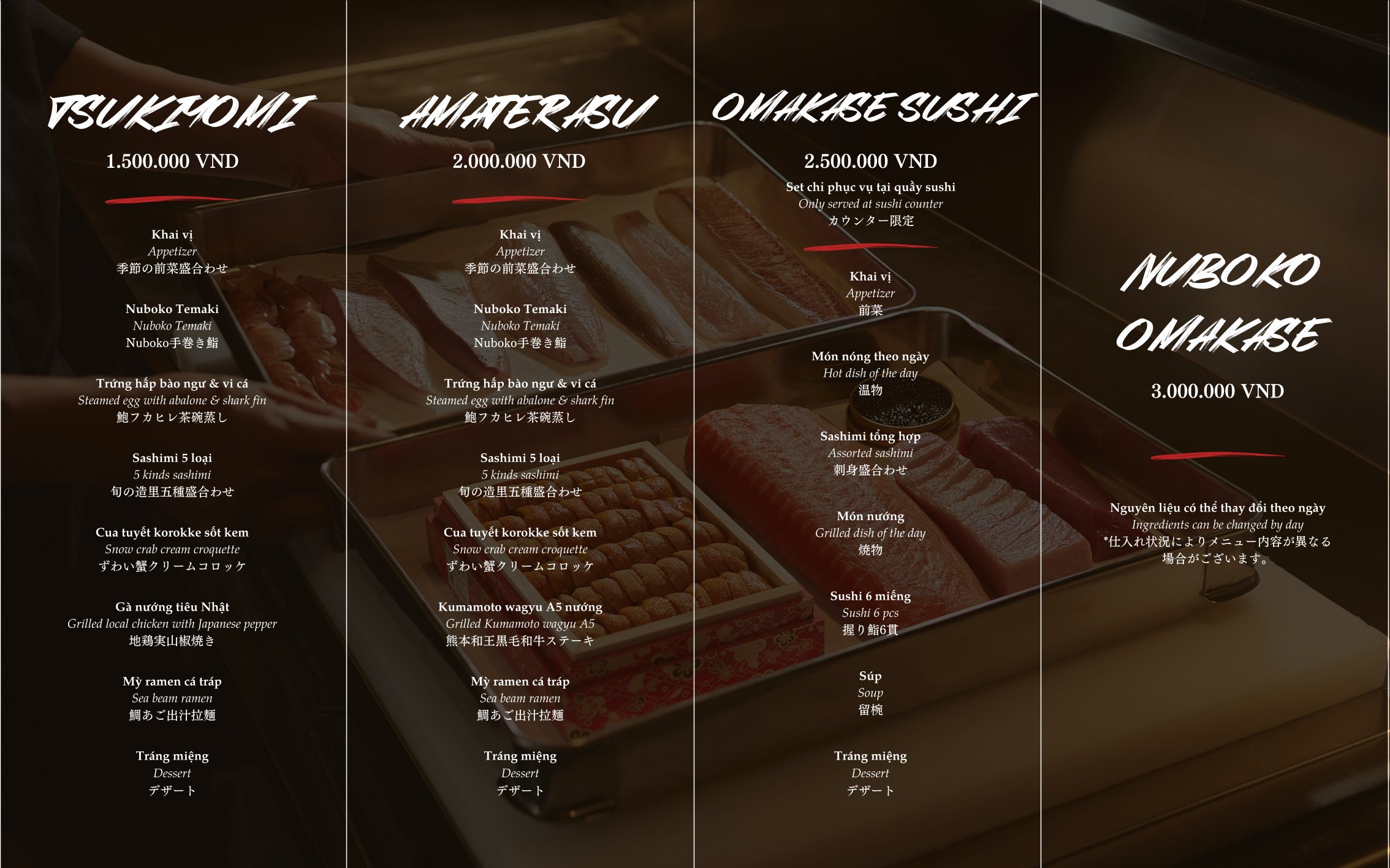 Menu Nuboko Sushi & Teppanyaki - Lý Thường Kiệt 2 