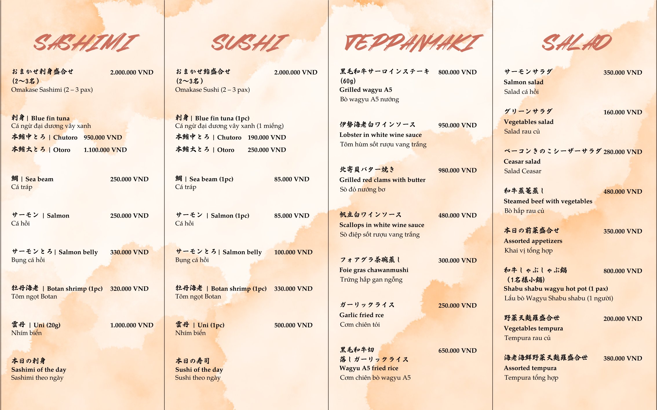 Menu Nuboko Sushi & Teppanyaki - Lý Thường Kiệt 5 