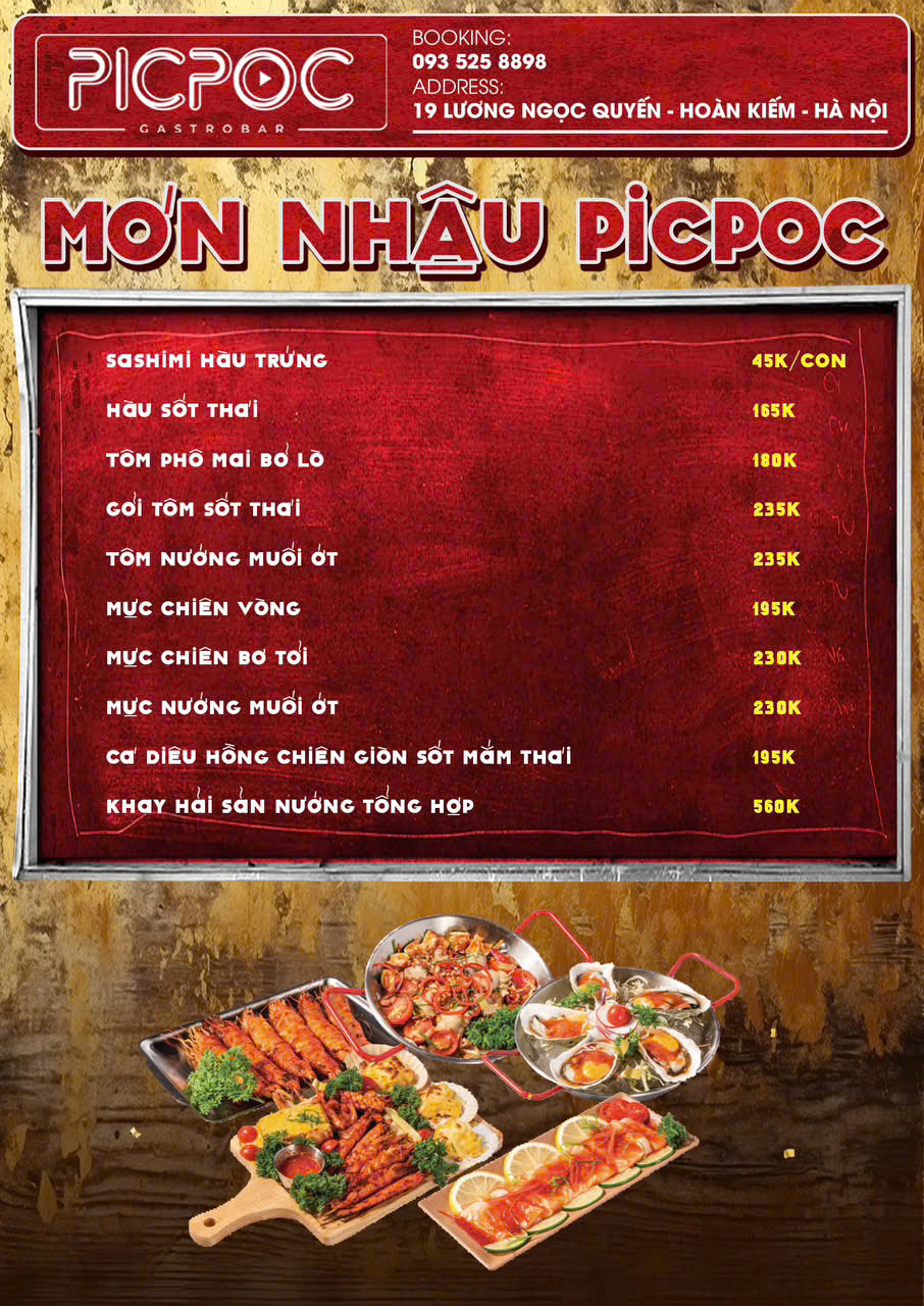 Menu Picpoc Gastrobar - Lương Ngọc Quyến 3 