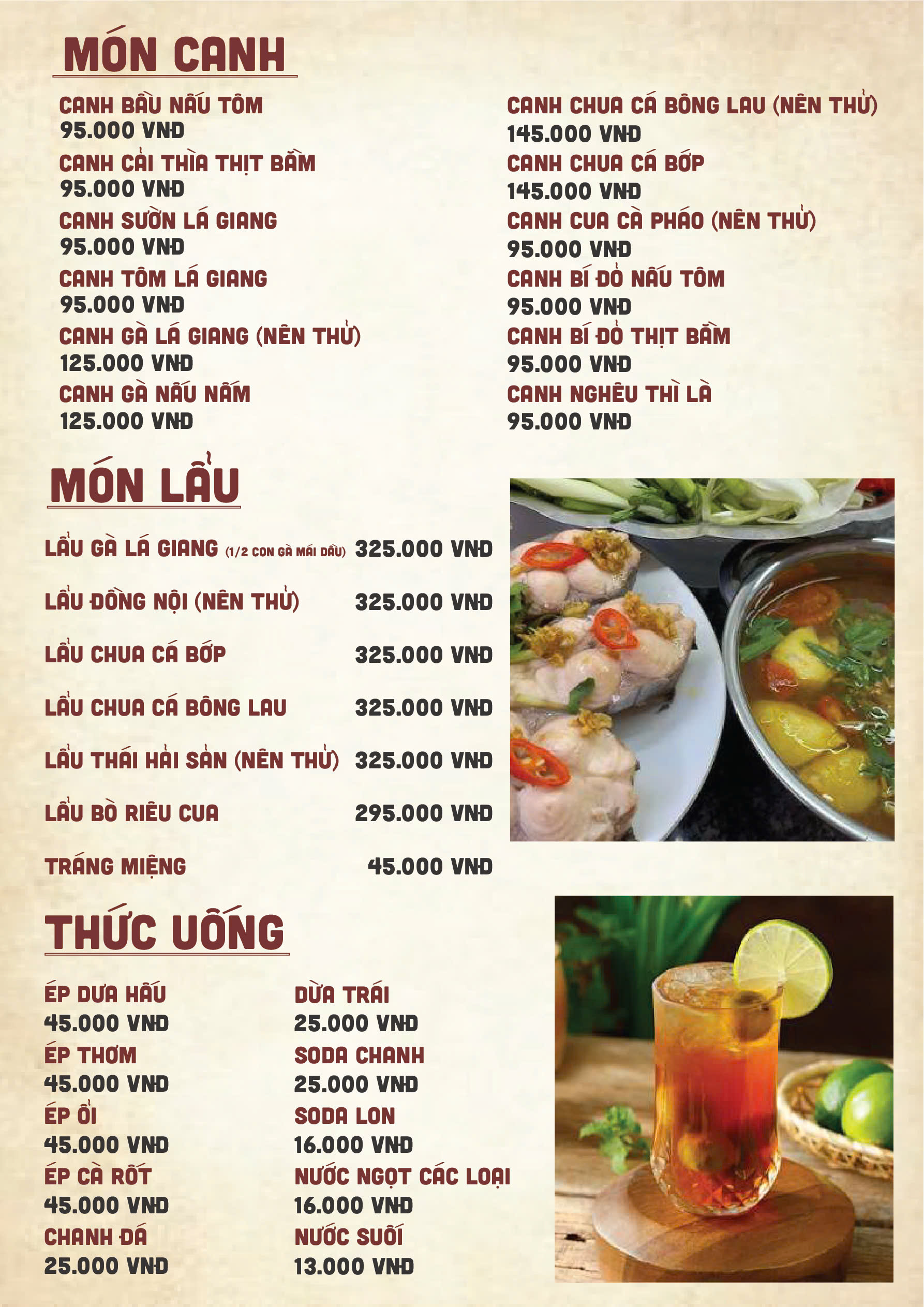 Menu Quán Chị Dậu - Nguyễn Trọng Tuyển 3 