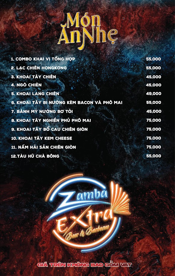 Menu Zamba Extra BBQ & Beer - Đông Các 2 