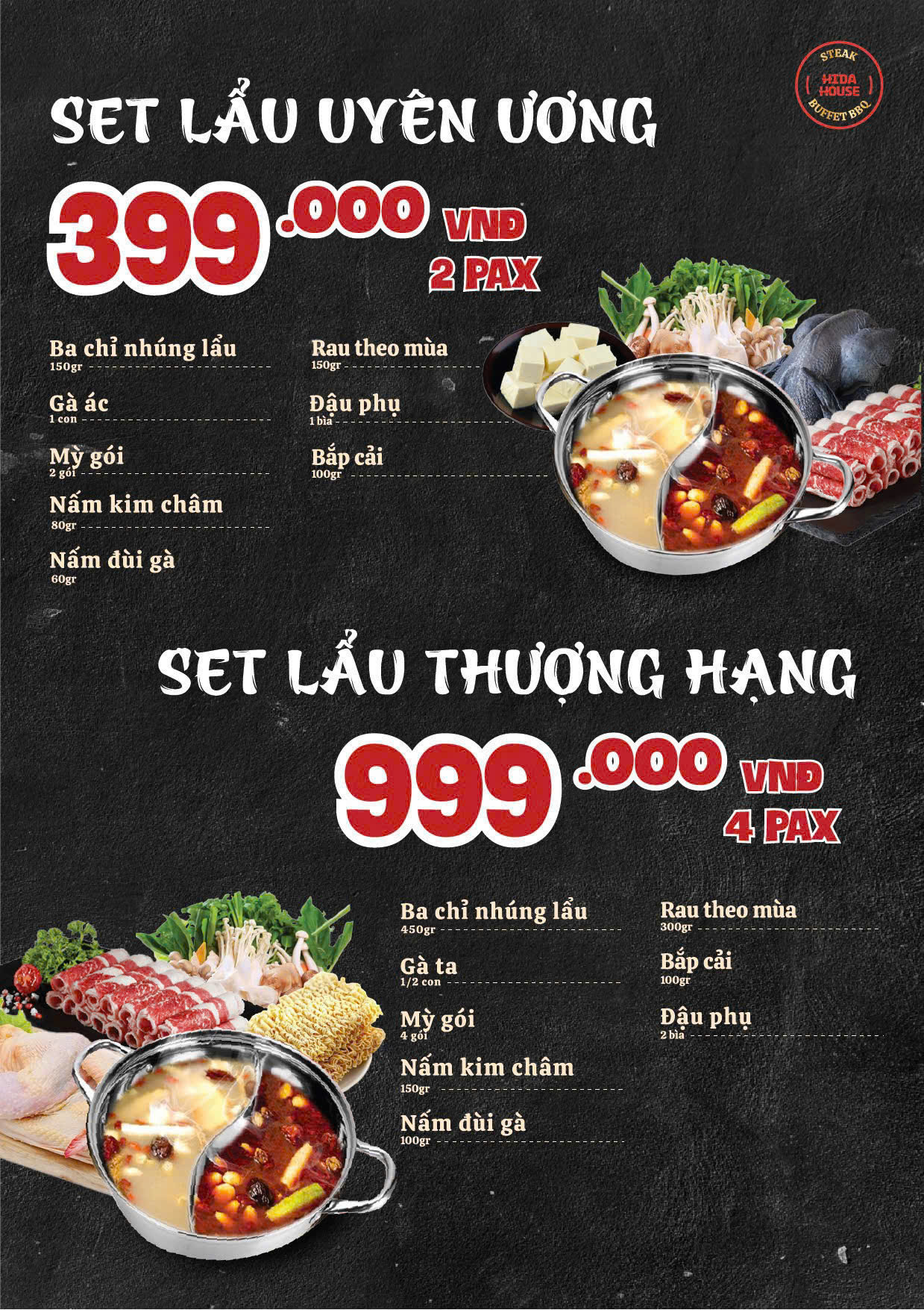 Menu Hida House - Trung Hòa 3 