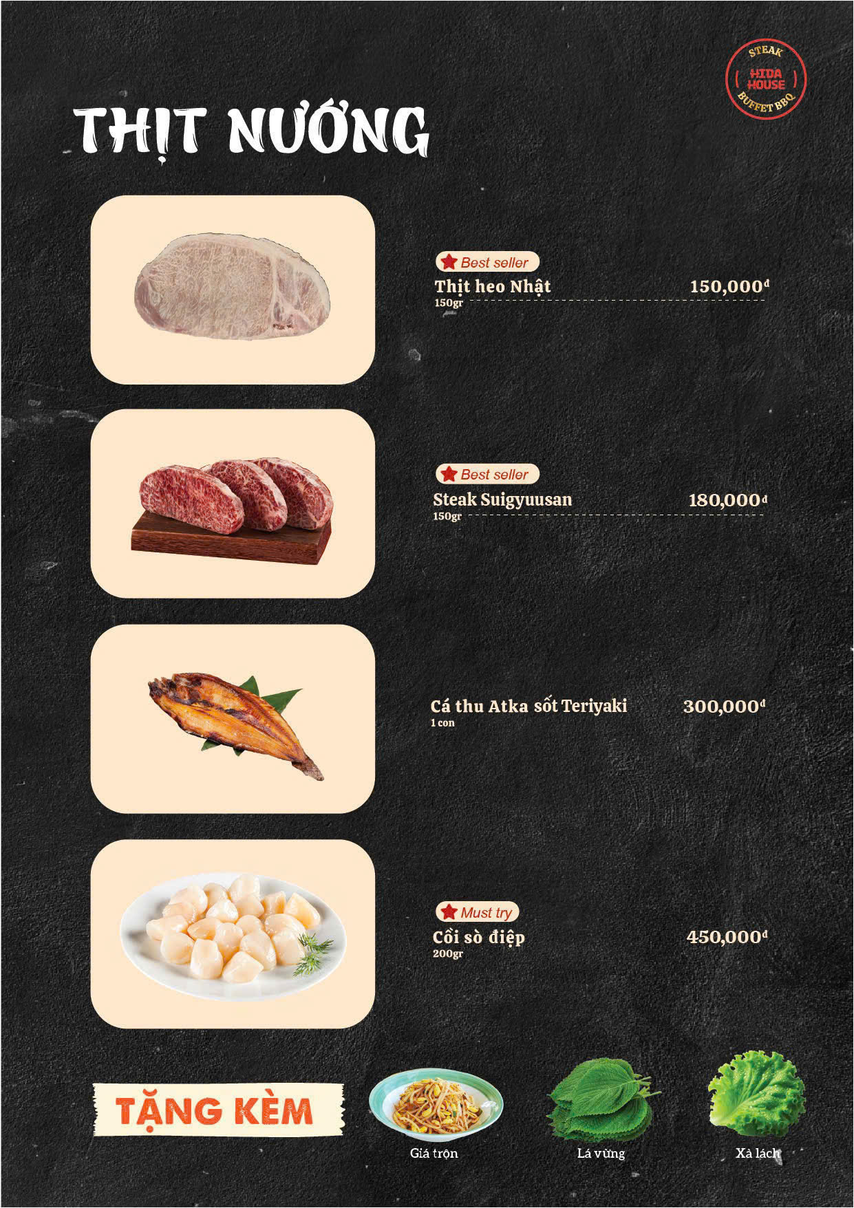 Menu Hida House - Trung Hòa 7 