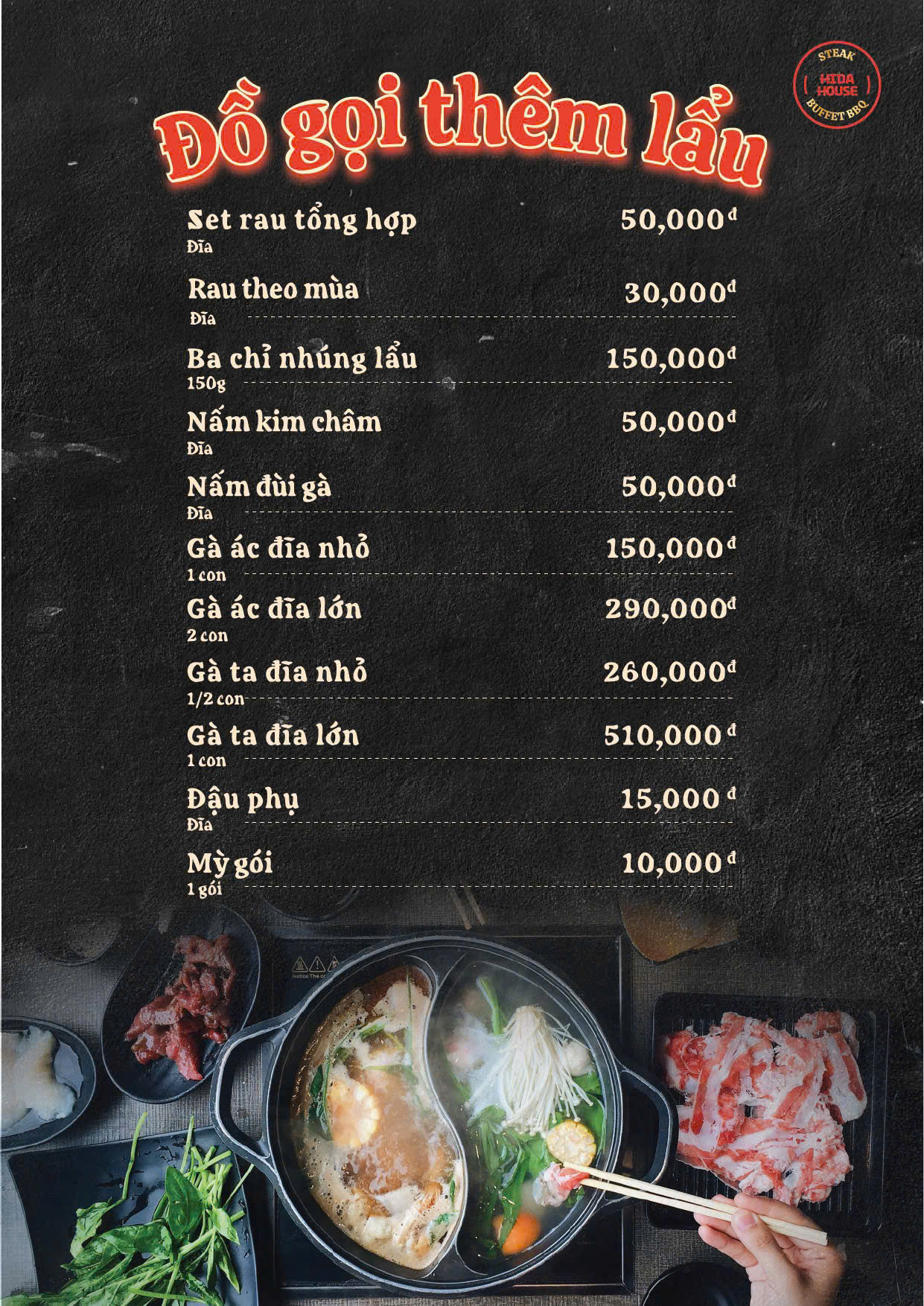 Menu Hida House - Trung Hòa 9 