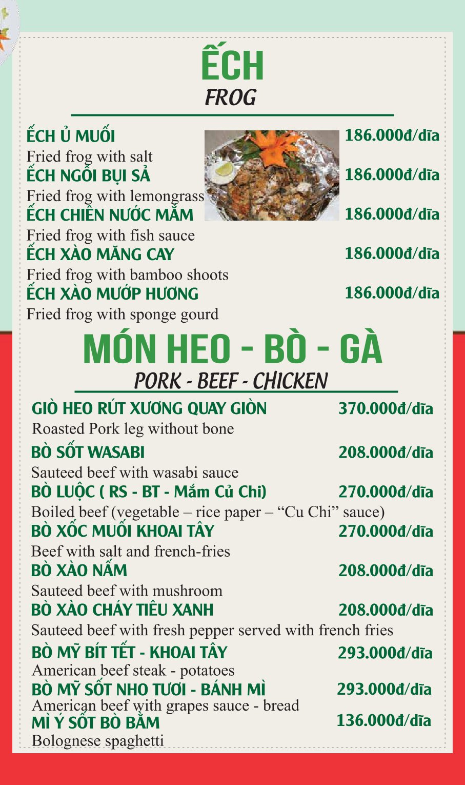 Menu Rạng Đông - Cách Mạng Tháng 8 8 