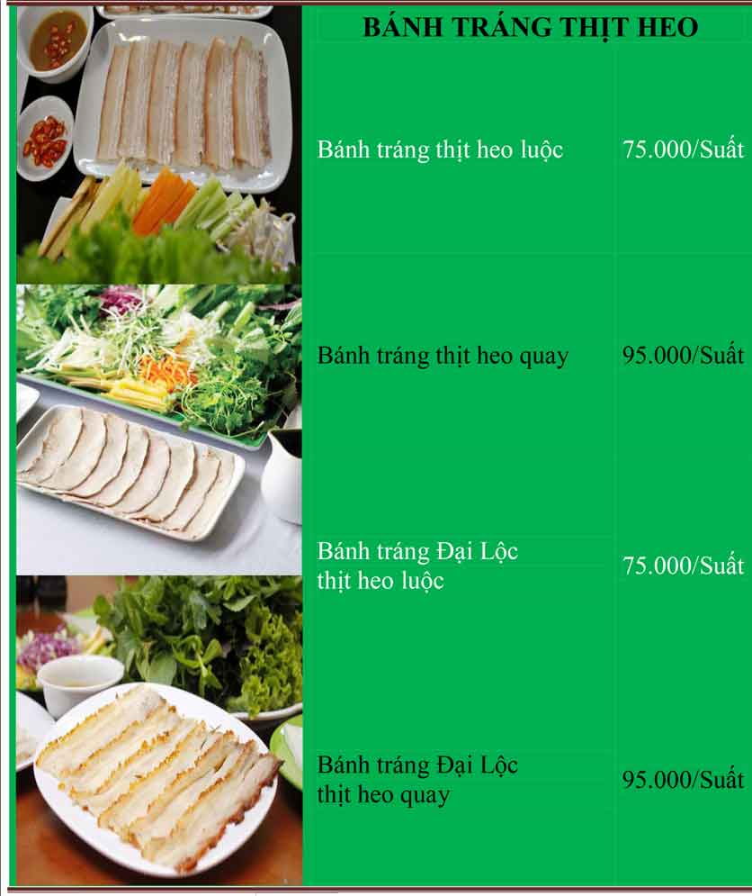 Menu Bánh Tráng Thịt Heo Cô Bống - Quan Nhân 1