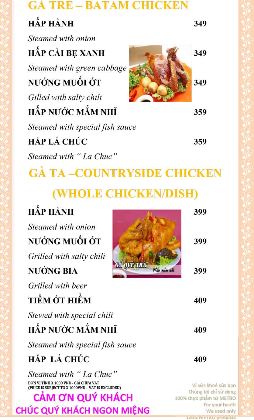 Menu Sài Gòn Xưa và Nay - Nguyễn Trung Trực 11 