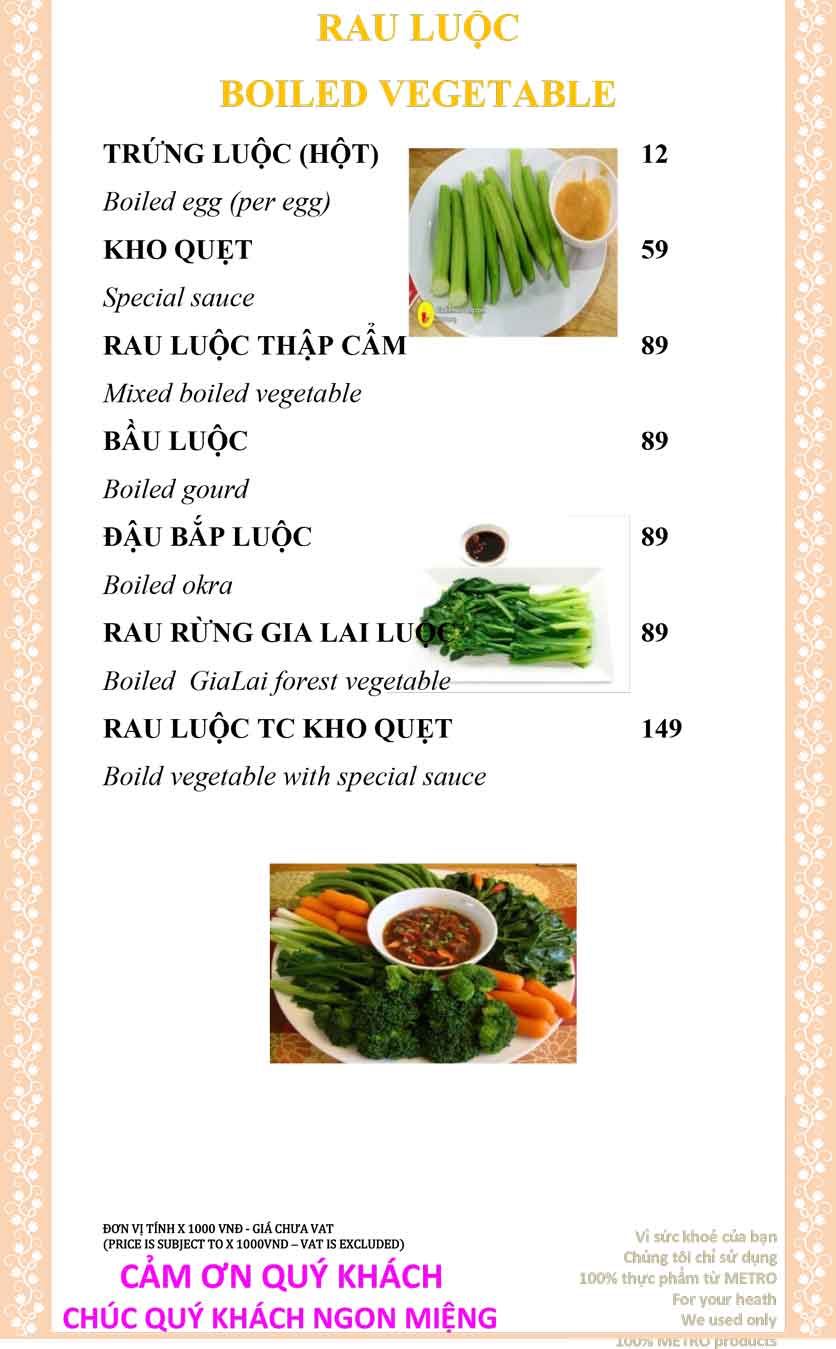 Menu Sài Gòn Xưa và Nay - Nguyễn Trung Trực 14 