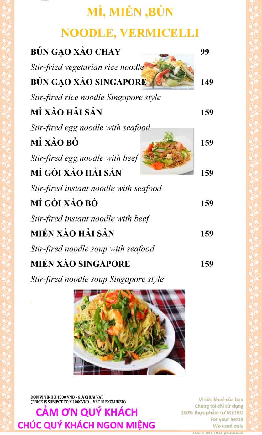 Menu Sài Gòn Xưa và Nay - Nguyễn Trung Trực 17 