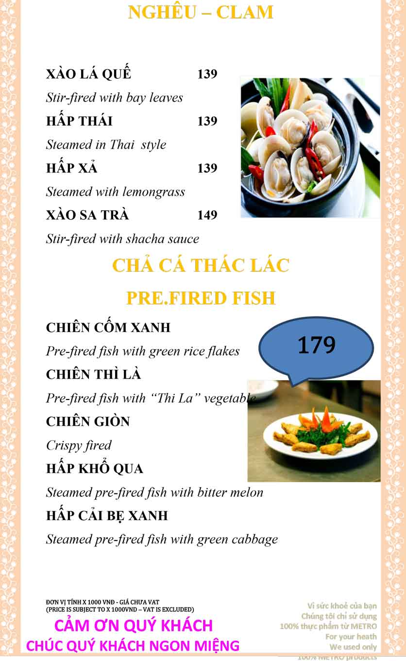 Menu Sài Gòn Xưa và Nay - Nguyễn Trung Trực 23 