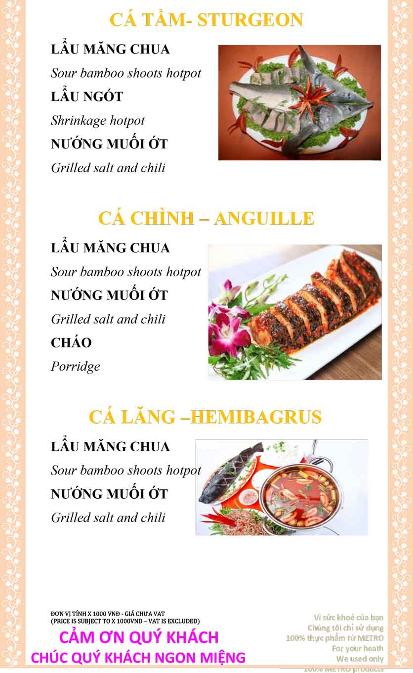 Menu Sài Gòn Xưa và Nay - Nguyễn Trung Trực 24 
