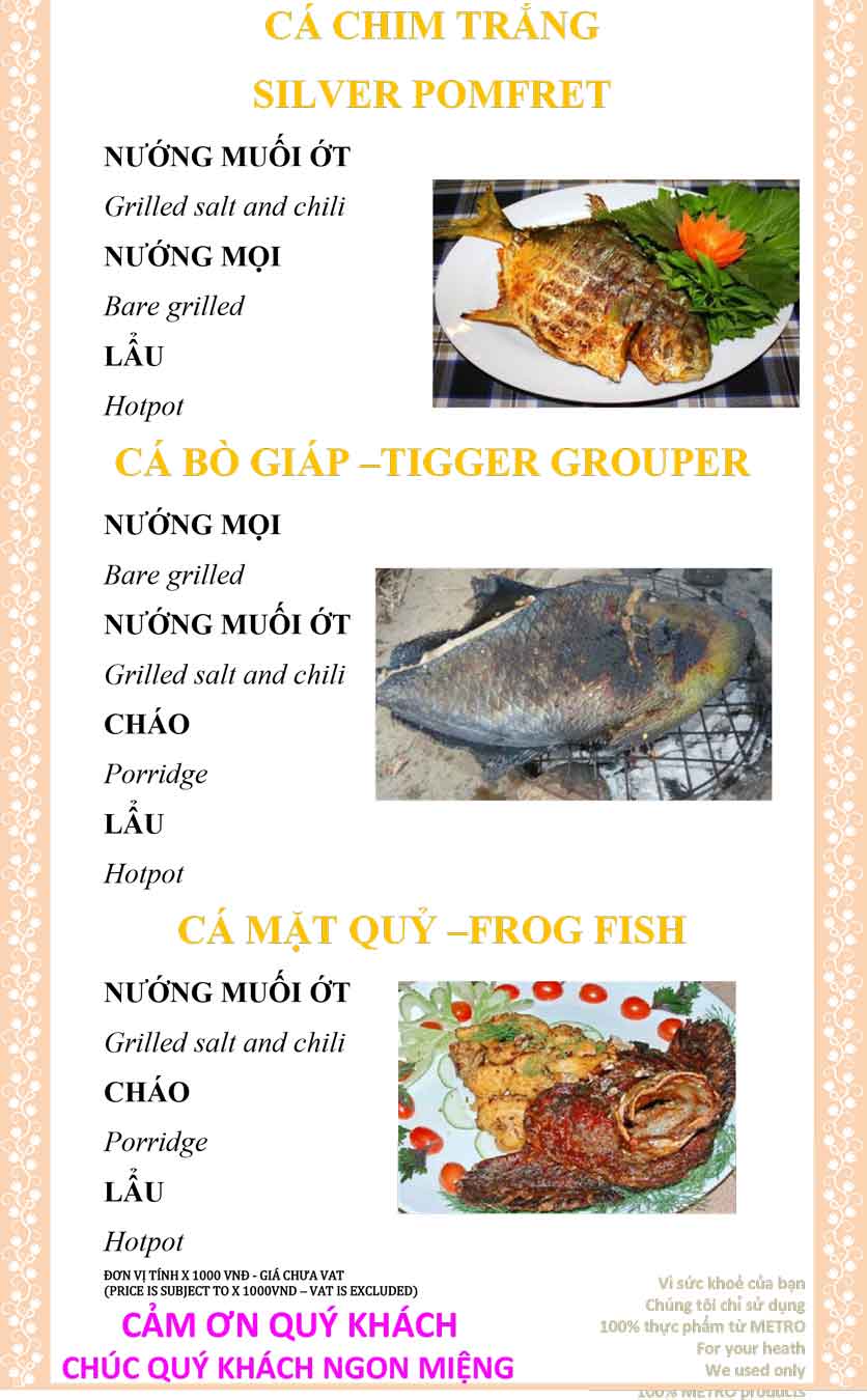 Menu Sài Gòn Xưa và Nay - Nguyễn Trung Trực 25 