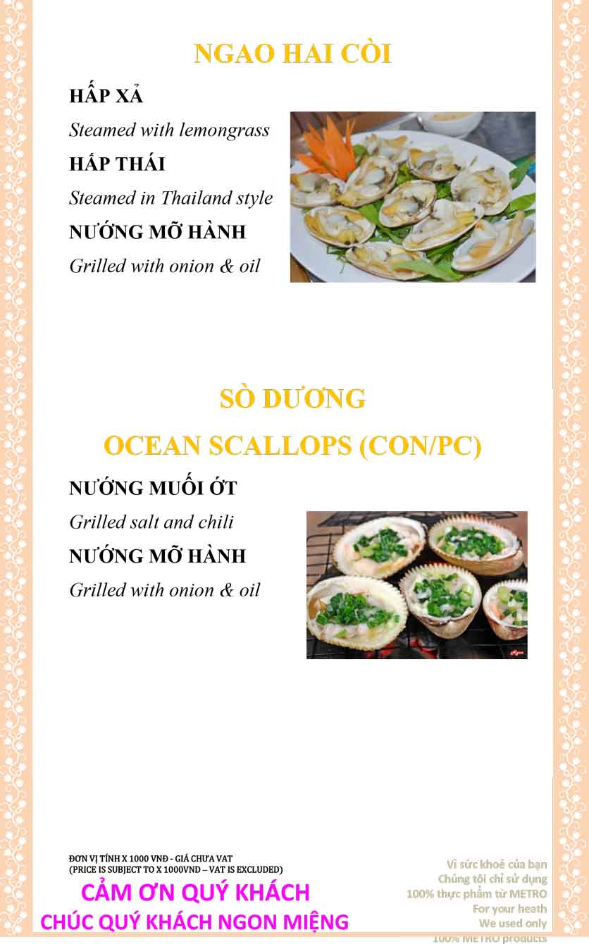 Menu Sài Gòn Xưa và Nay - Nguyễn Trung Trực 33 